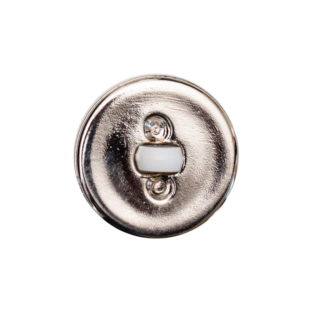 Italian White and Silver Round 2-Piece Shank Back Button - 36L/23mm