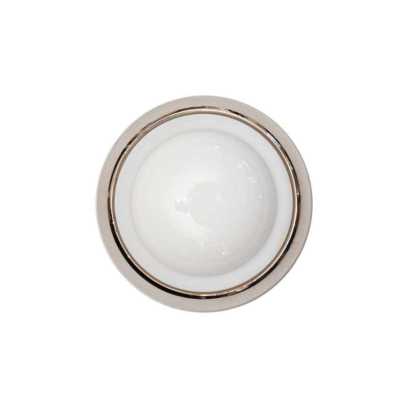Italian White and Silver Round 2-Piece Shank Back Button - 36L/23mm