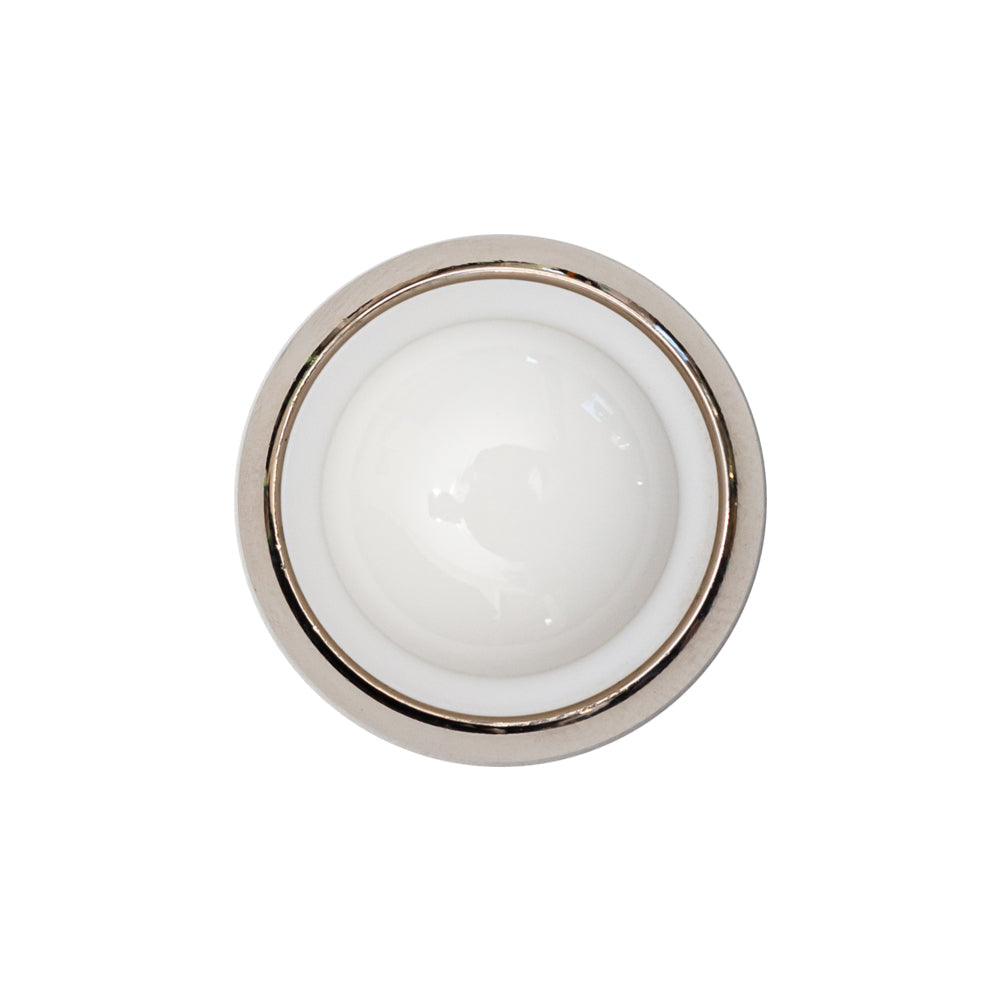 Italian White and Silver Round 2-Piece Shank Back Button - 36L/23mm