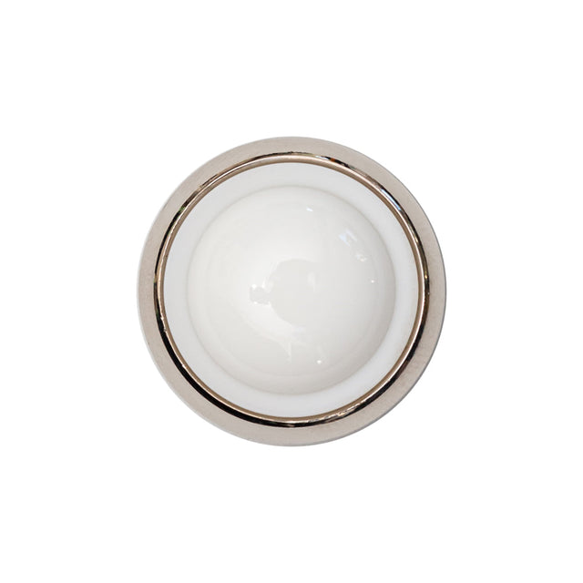 Italian White and Silver Round 2-Piece Shank Back Button - 36L/23mm