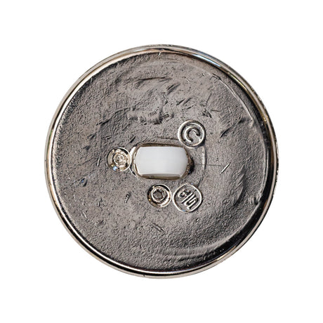 Italian White and Silver Round 2-Piece Shank Back Button - 44L/28mm