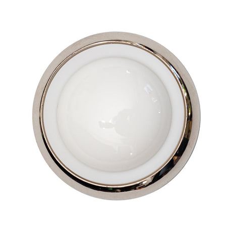 Italian White and Silver Round 2-Piece Shank Back Button - 44L/28mm