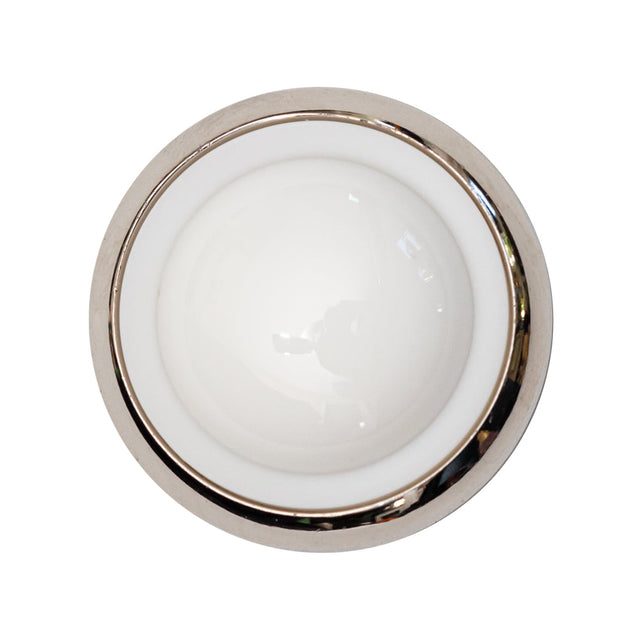 Italian White and Silver Round 2-Piece Shank Back Button - 44L/28mm