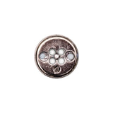 Italian White and Gunmetal 4-Hole 2-Piece Button - 24L/15mm