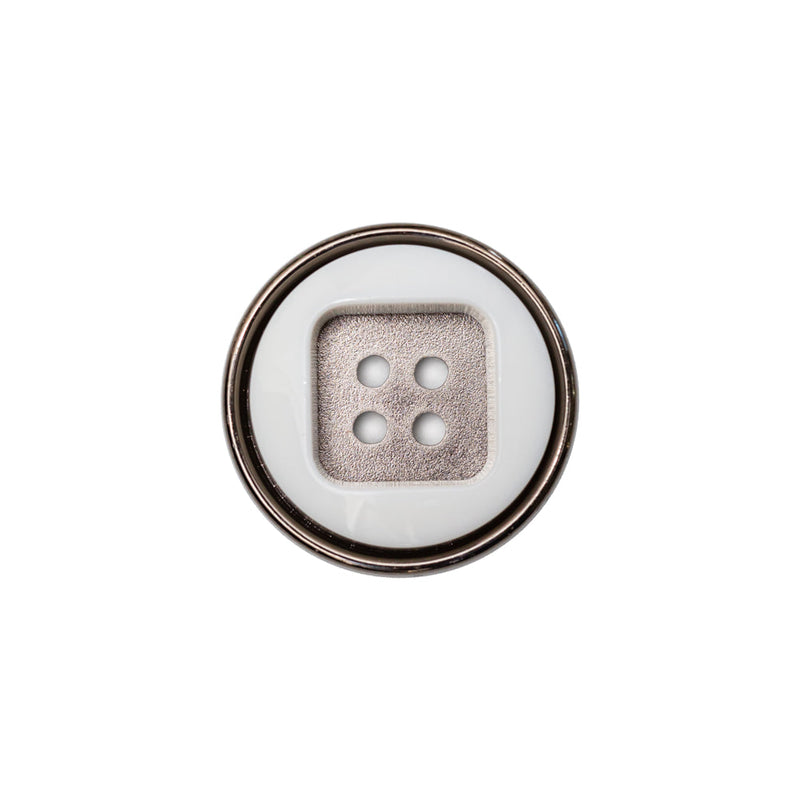 Italian White and Gunmetal 4-Hole 2-Piece Button - 30L/19mm