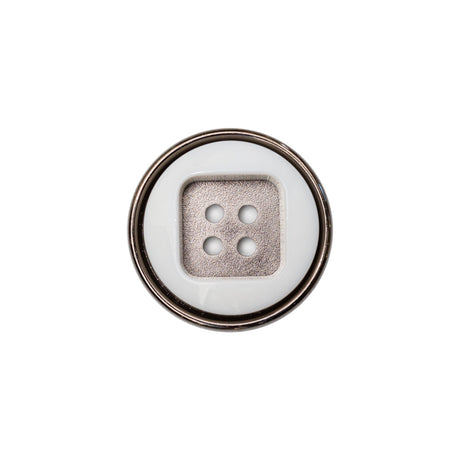 Italian White and Gunmetal 4-Hole 2-Piece Button - 30L/19mm
