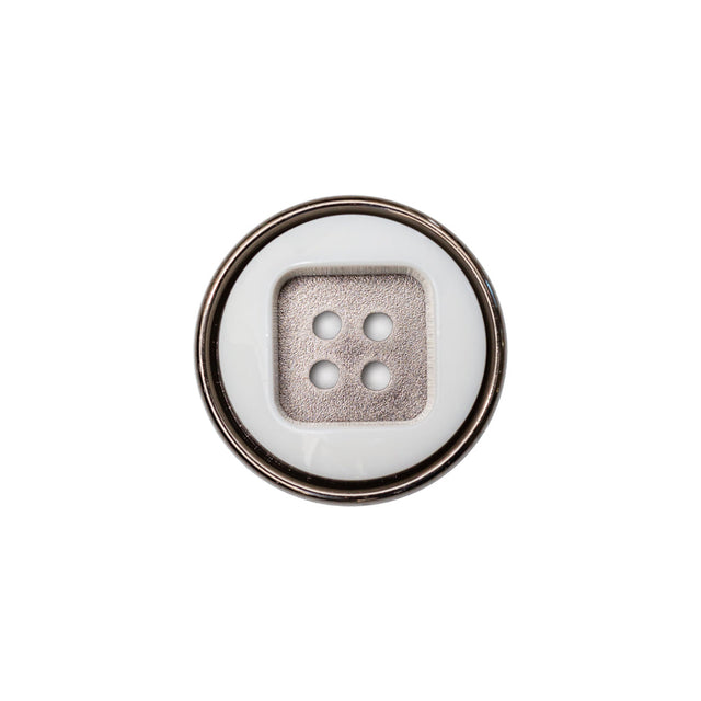 Italian White and Gunmetal 4-Hole 2-Piece Button - 30L/19mm