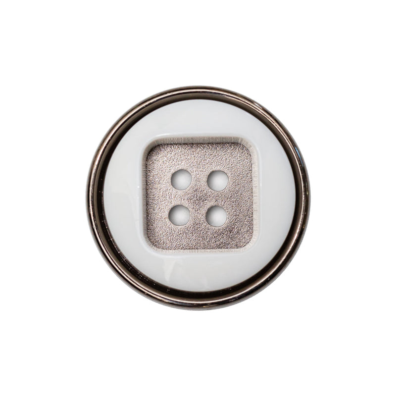 Italian White and Gunmetal 4-Hole 2-Piece Button - 38L/24mm