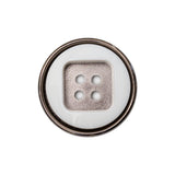 Italian White and Gunmetal 4-Hole 2-Piece Button - 38L/24mm