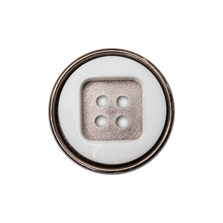 Italian White and Gunmetal 4-Hole 2-Piece Button - 38L/24mm