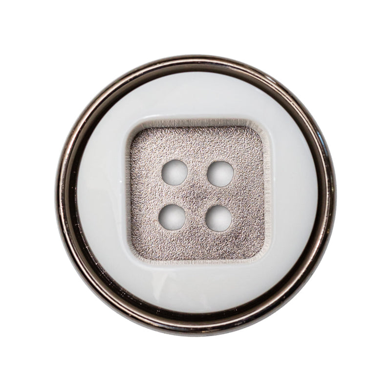 Italian White and Gunmetal 4-Hole 2-Piece Button - 44L/28mm