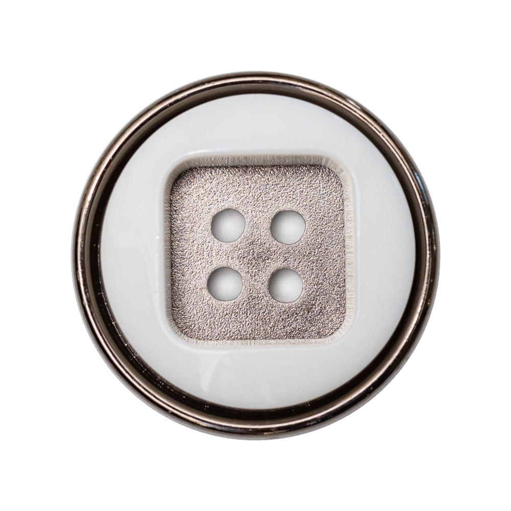 Italian White and Gunmetal 4-Hole 2-Piece Button - 44L/28mm