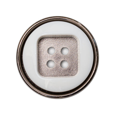 Italian White and Gunmetal 4-Hole 2-Piece Button - 44L/28mm
