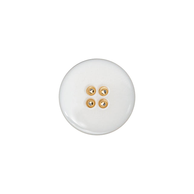 Italian White and Gold 2-Piece Plastic Button - 24L/15mm