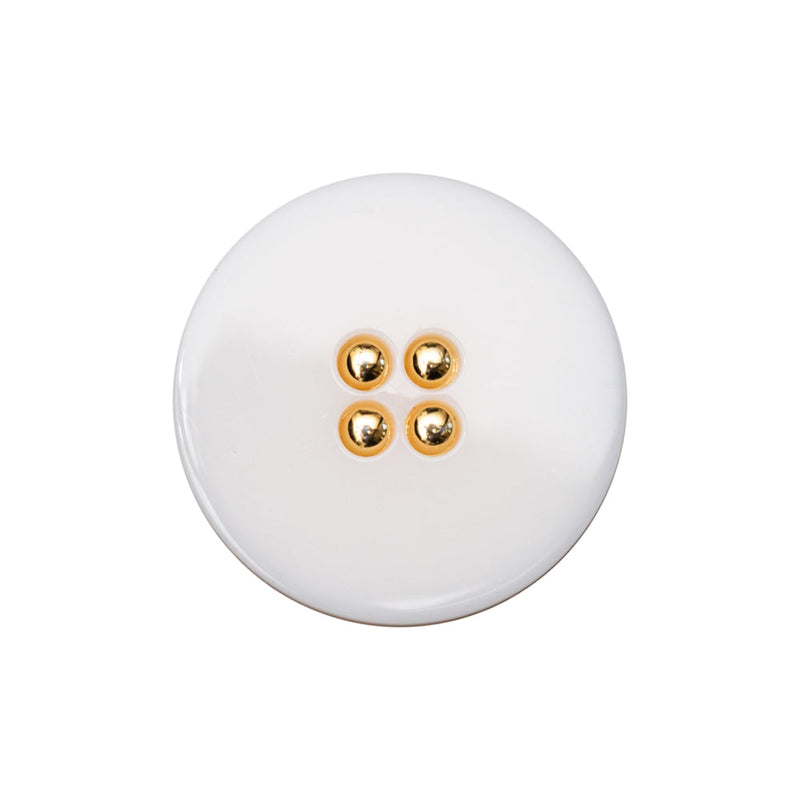 Italian White and Gold 2-Piece Plastic Button - 38L/24mm