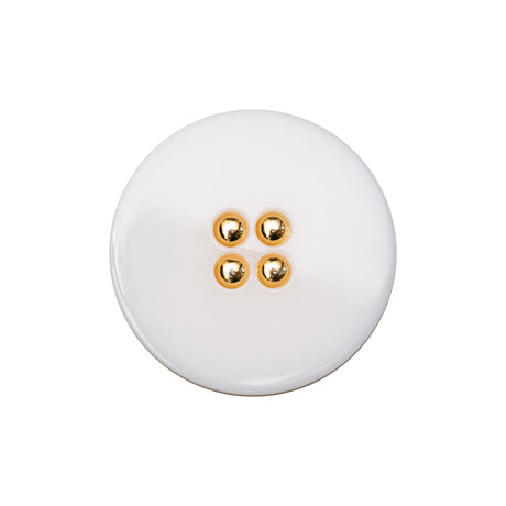 Italian White and Gold 2-Piece Plastic Button - 38L/24mm
