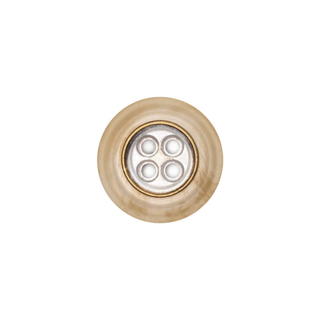 Italian Kelp and Silver Nailshead and Translucent Plastic 4-Hole Button - 24L/15mm