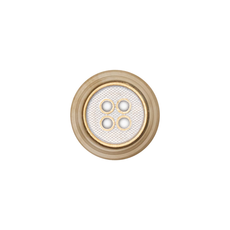 Italian Kelp and Silver Nailshead and Translucent Plastic 4-Hole Button - 24L/15mm