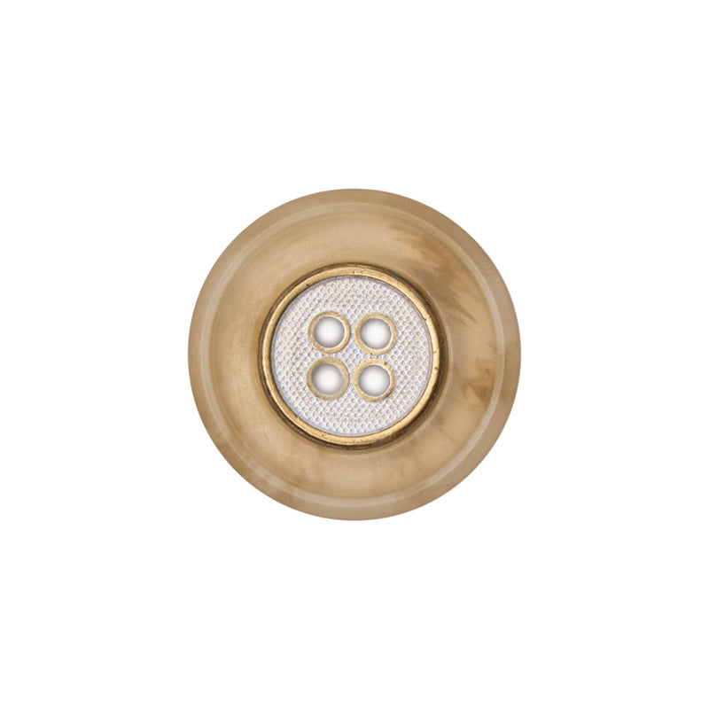 Italian Kelp and Silver Nailshead and Translucent Plastic 4-Hole Button - 32L/20mm