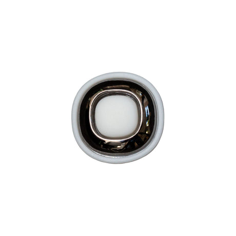 Italian White and Gunmetal 2-Piece Plastic Button - 24L/15mm