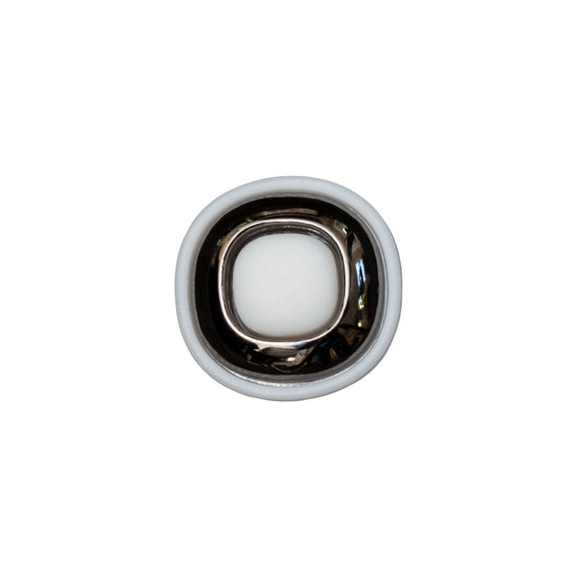 Italian White and Gunmetal 2-Piece Plastic Button - 24L/15mm