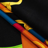 Mood Exclusive Italian Teal, Orange and Gold Chains and Purse Straps Digitally Printed Silk Charmeuse