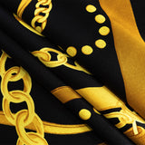 Mood Exclusive Italian Black and Gold Chains and Purse Straps Digitally Printed Silk Charmeuse
