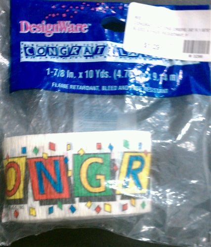 "Congratulations" Crepe Paper Streamer - 30 Feet