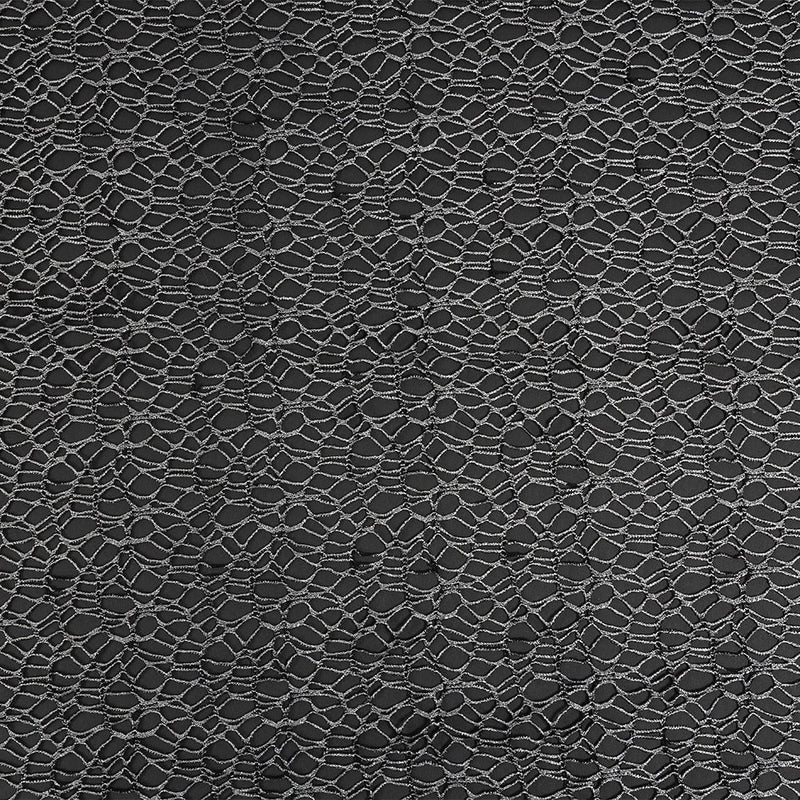 Webbed Guipure Lace - Black with Metallic Silver Foil