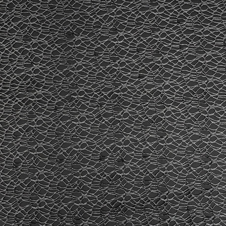 Webbed Guipure Lace - Black with Metallic Silver Foil