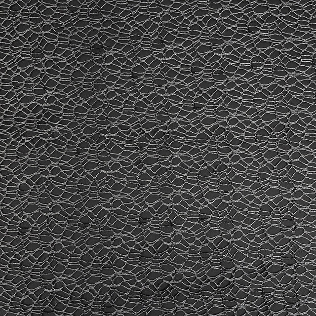 Webbed Guipure Lace - Black with Metallic Silver Foil