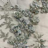 Beaded 3D Floral Multitone Lace Fabric - Sage, 56" Width (1 Yard)