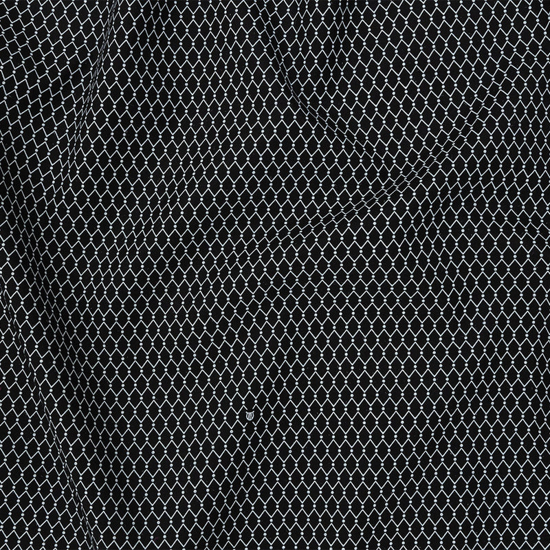 Italian Black and White Geometric Silk and Cotton Voile