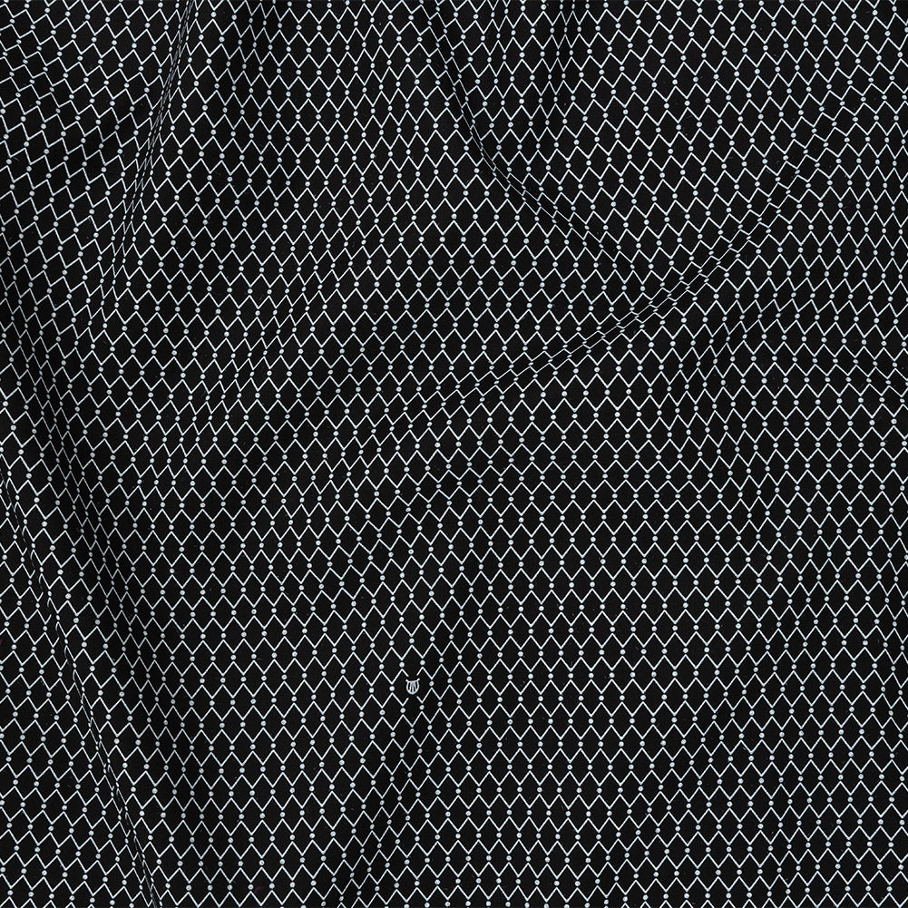 Italian Black and White Geometric Silk and Cotton Voile