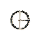 Swarovski Crystal and Silver Circular Rhinestone Buckle - 2"