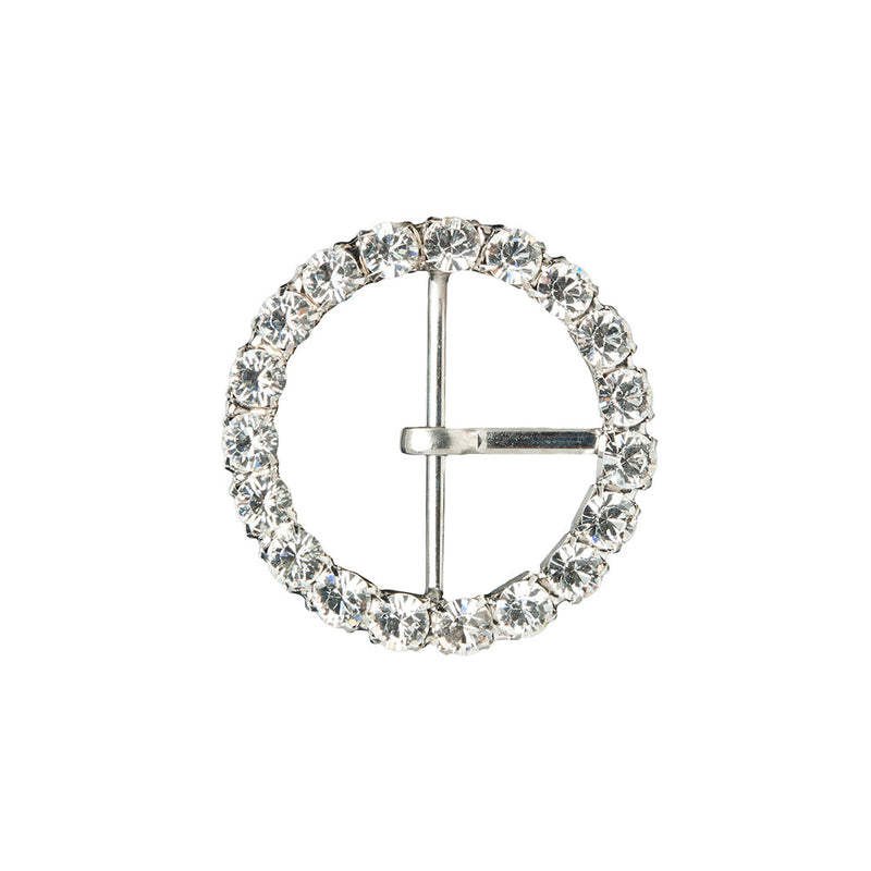Swarovski Crystal and Silver Circular Rhinestone Buckle - 2"