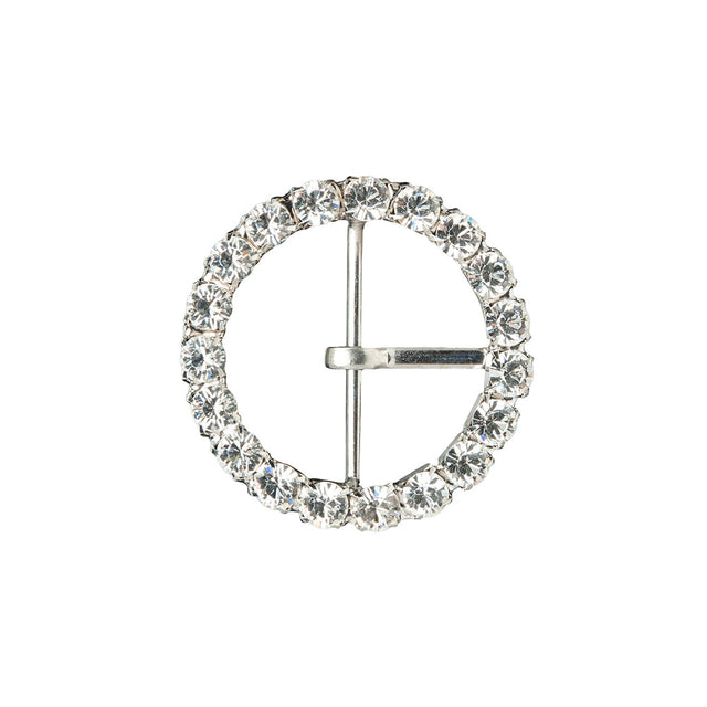 Swarovski Crystal and Silver Circular Rhinestone Buckle - 2"