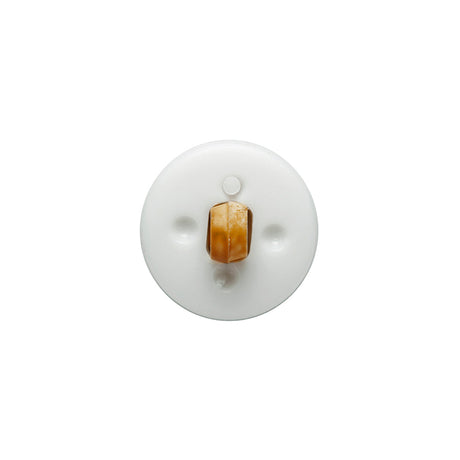 Toffee Basketweave set in a White Circular 2-Piece Shank Back Button - 24L/15mm