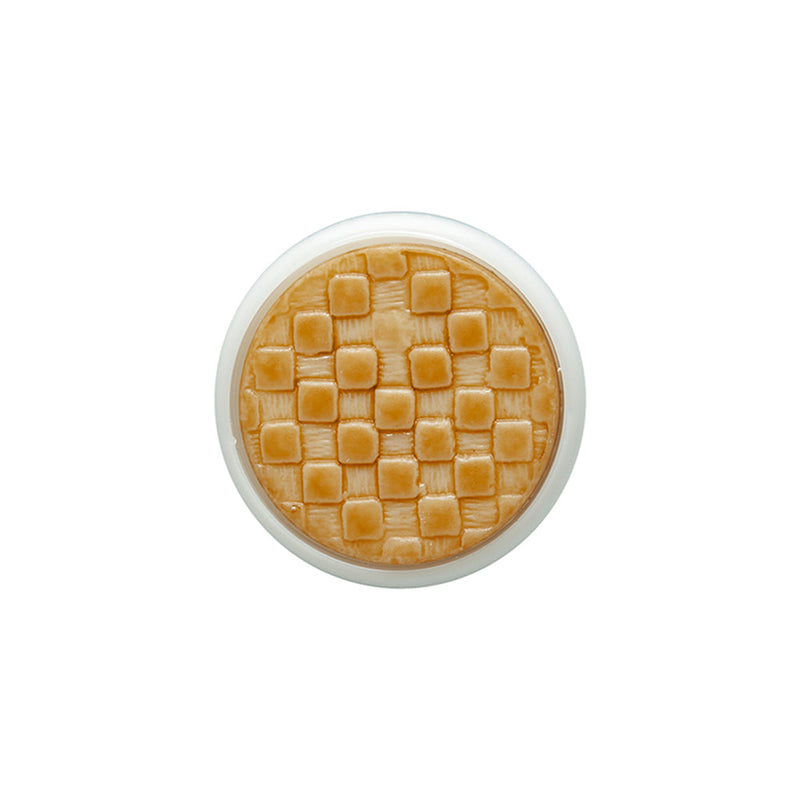 Toffee Basketweave set in a White Circular 2-Piece Shank Back Button - 30L/19mm