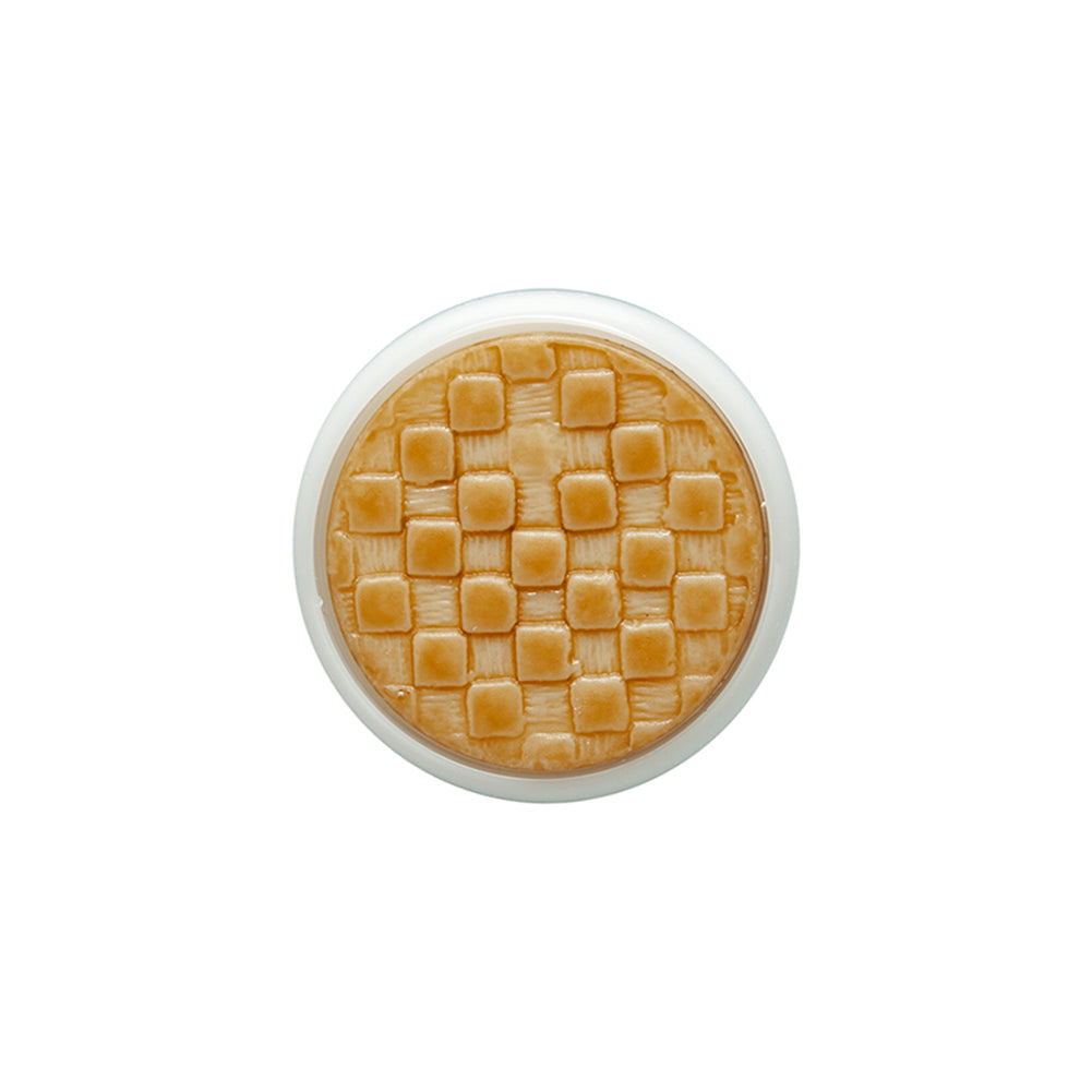 Toffee Basketweave set in a White Circular 2-Piece Shank Back Button - 30L/19mm
