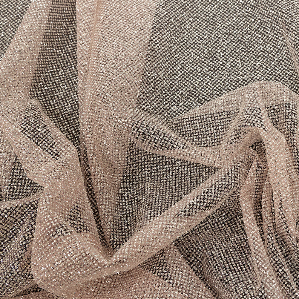 Tulle with Metallic Platinum Glitter - Dusty Rose - Platina Collection