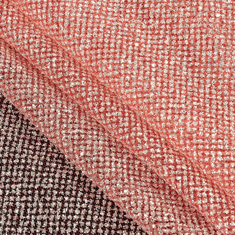 Tulle with Metallic Platinum Glitter - Shrimp - Platina Collection