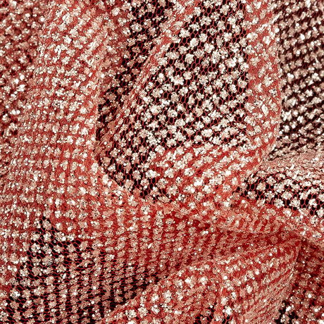 Tulle with Metallic Platinum Glitter - Shrimp - Platina Collection