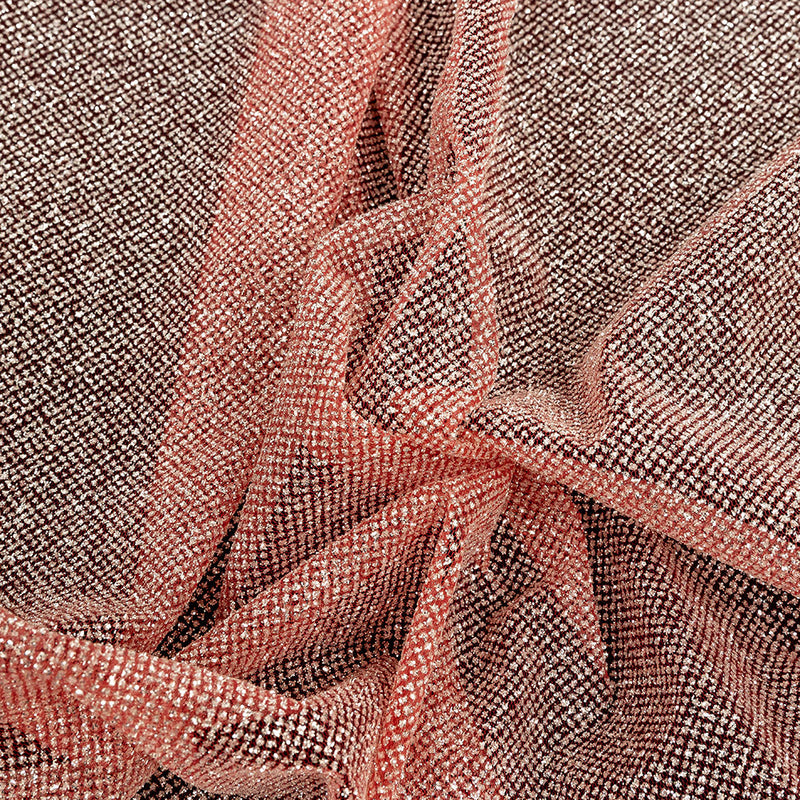 Tulle with Metallic Platinum Glitter - Shrimp - Platina Collection