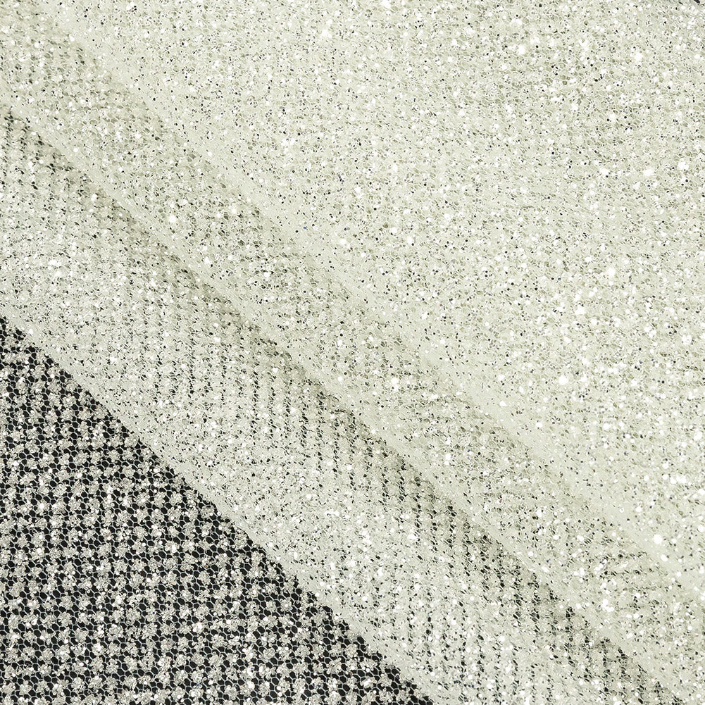 Tulle with Metallic Platinum Glitter - Clearly Aqua - Platina Collection