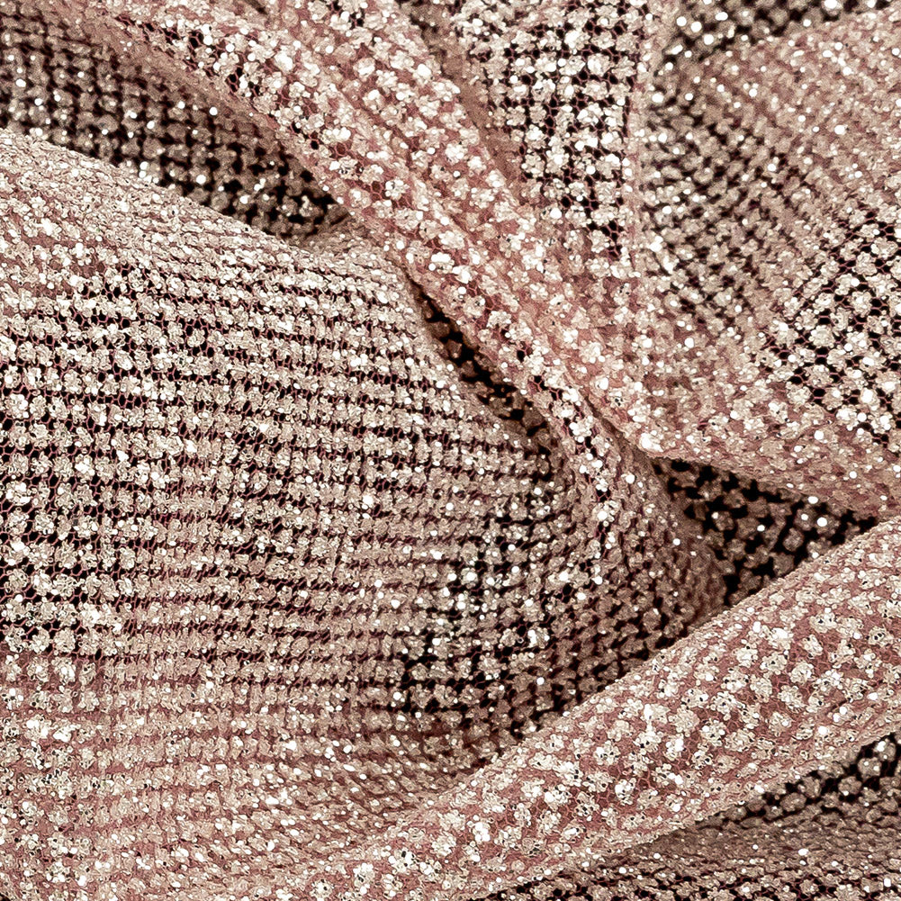 Tulle with Metallic Platinum Glitter - Dark Dusty Rose - Platina Collection