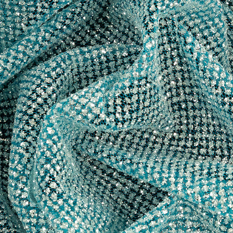 Tulle with Metallic Platinum Glitter - Barrier Reef - Platina Collection