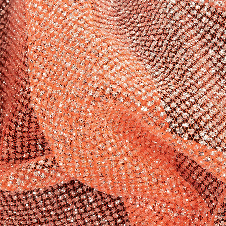 Tulle with Metallic Platinum Glitter - Neon Orange - Platina Collection