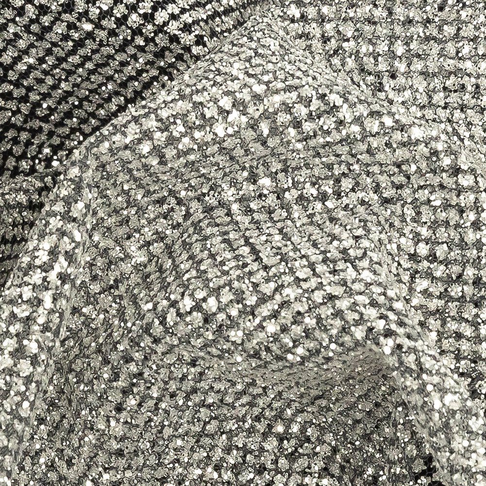Tulle with Metallic Platinum Glitter - Nine Iron - Platina Collection