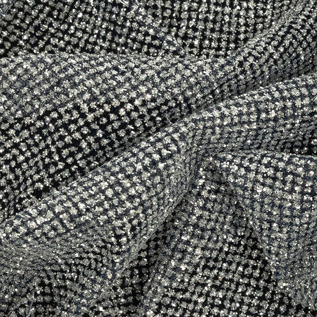 Tulle with Metallic Platinum Glitter - Navy Blue - Platina Collection